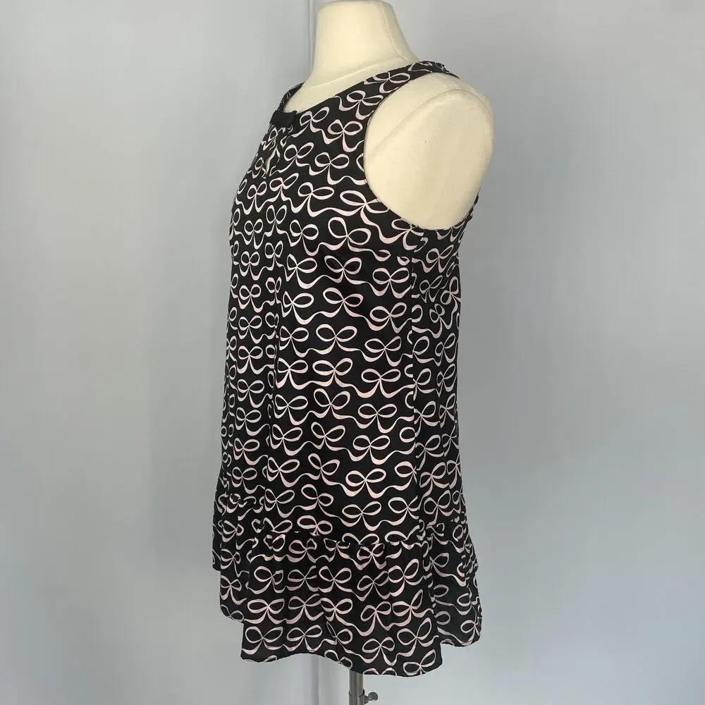 Kate Spade Mini Babydoll Dress Sz Small Black Pink Bow Ribbon Coquette Feminine